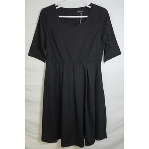 NWT Women's Mint Limit Sweatheart Neck Swing Dress Cotton Spandex Black XL